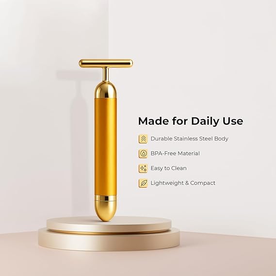Golden Pulse 24K T-Bar Facial Massager - Collagen boasting & Face lifting