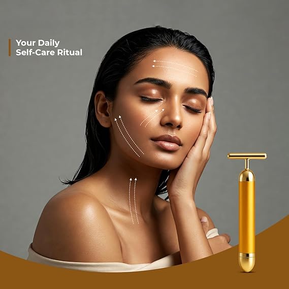 Golden Pulse 24K T-Bar Facial Massager - Collagen boasting & Face lifting
