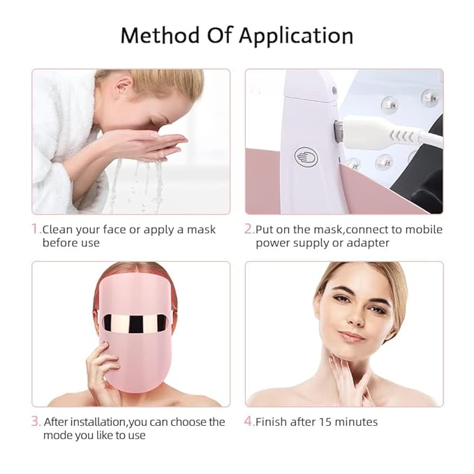 LED Face Mask Light Therapy 3 Color Settings - Collagen boasting & Wrinkle Reduction