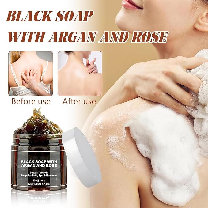 Moroccan Black Soap with Argan & Rose – Spa & Hammam Body Wash