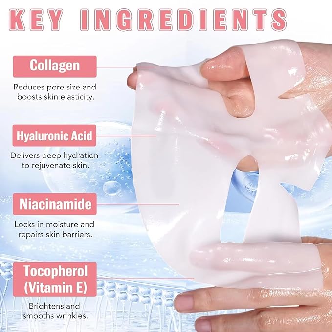 QERINKLE Deep Hydration Collagen Mask with Hyaluronic Acid - Pack of 4