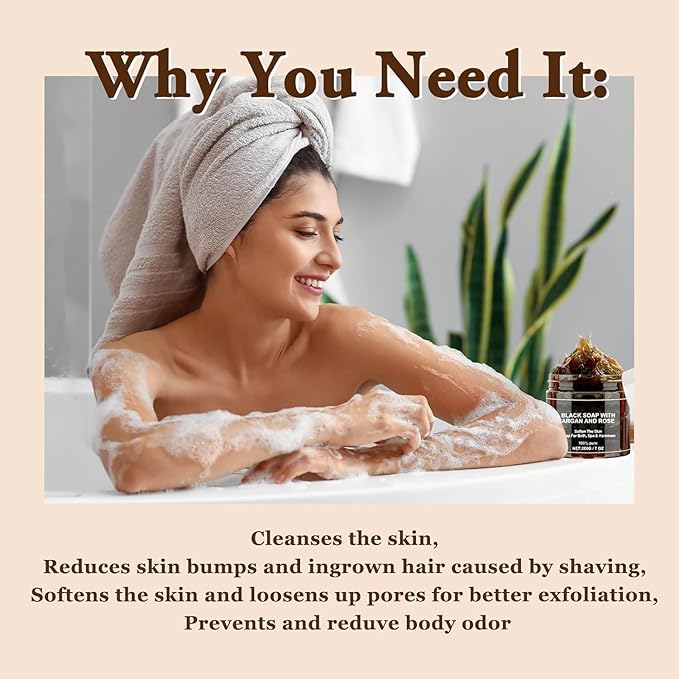Moroccan Black Soap with Argan & Rose – Spa & Hammam Body Wash